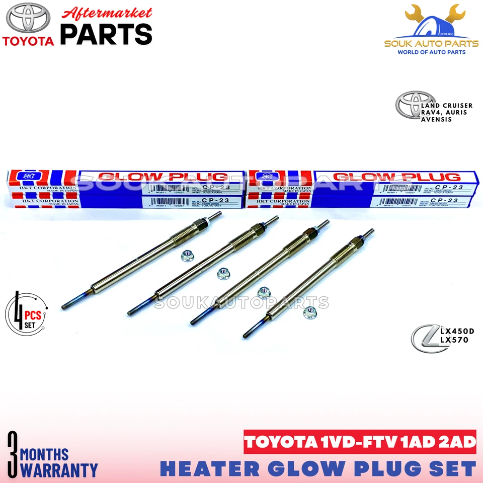 19850-26010 GLOW PLUG SET OF 4 PCS 1VD-FTV 1AD 2AD For Toyota LC Lexus LX570