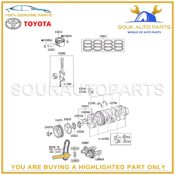 11911-28011-02 Genuine Toyota BEARING SET (8 PCS), BALANCESHAFT, NO.1 1AZ 2AZ-FE