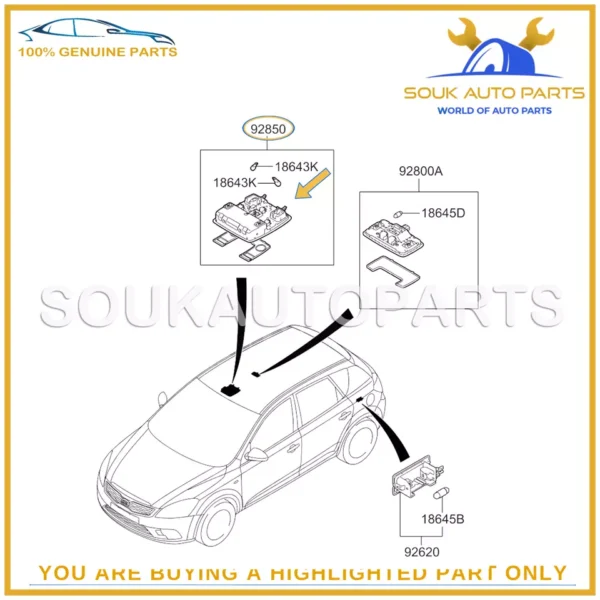 928701H000ED Genuine Hyundai Kia LAMP ASSY-MAP CEED