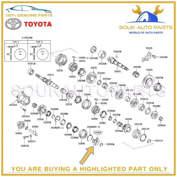 33393-42010 Genuine Toyota TRANSMISSION CLUTCH HUB 5TH GEAR 3339342010 OEM