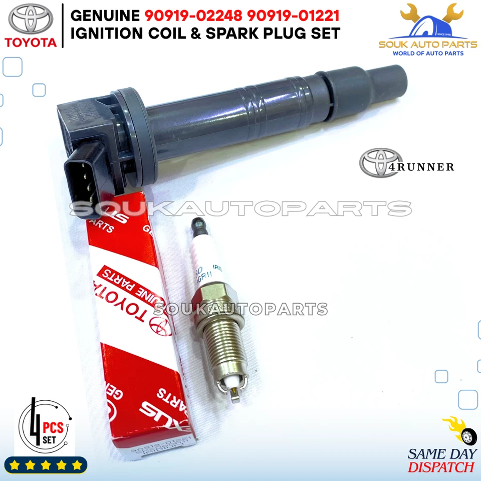 Genuine Denso IGNITION COIL & SPARK PLUG SET OF 4 PCS For Toyota 4RUNNER