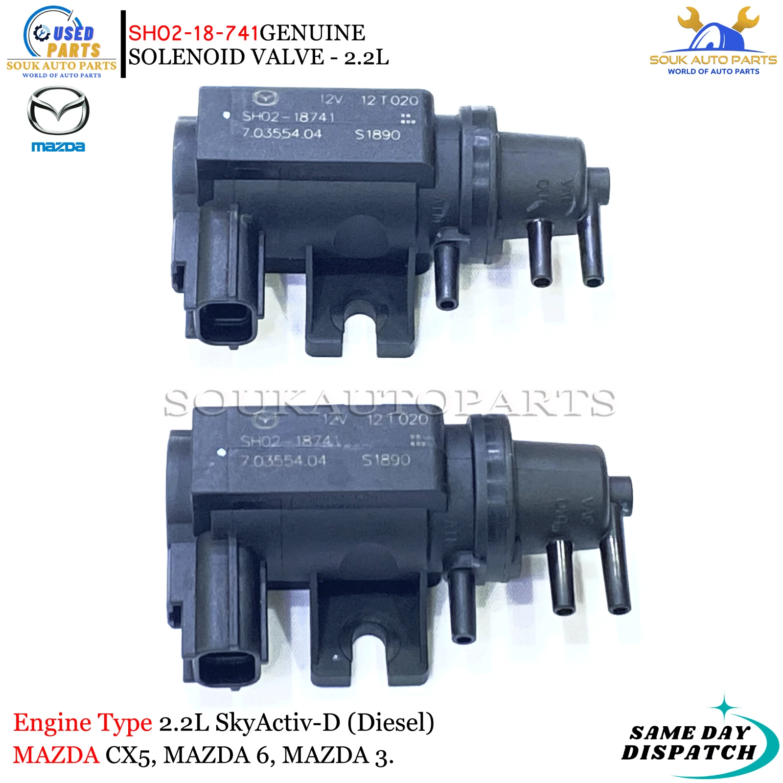 Mazdan 2 x SH02-18-741 Solenoid Valve Set 2.2L SkyActiv Diesel CX-5 2012-2021