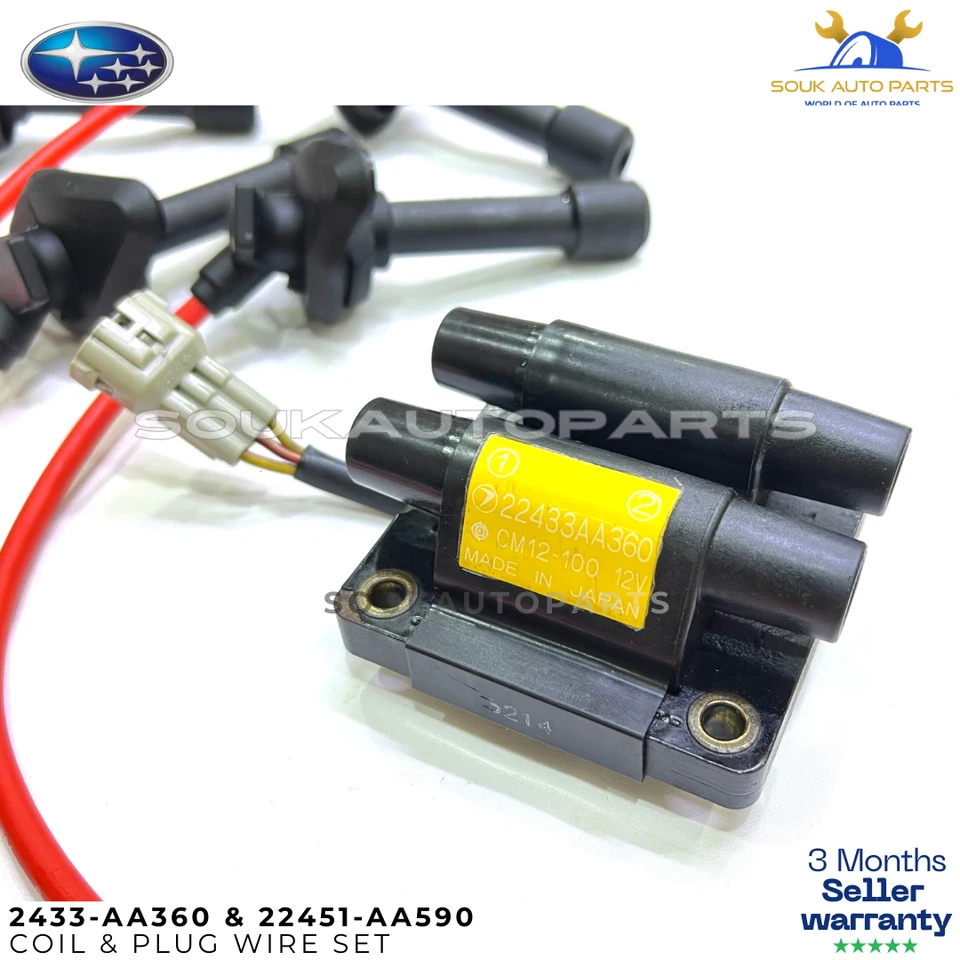 OEM Ignition Coil & Spark Plug Wires for JDM Subaru Impreza WRX STi EJ20K Turbo