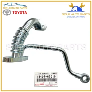 15407-67010 Genuine Toyota PIPE SUB-ASSY, TURBO OIL INLET 1540767010 OEM