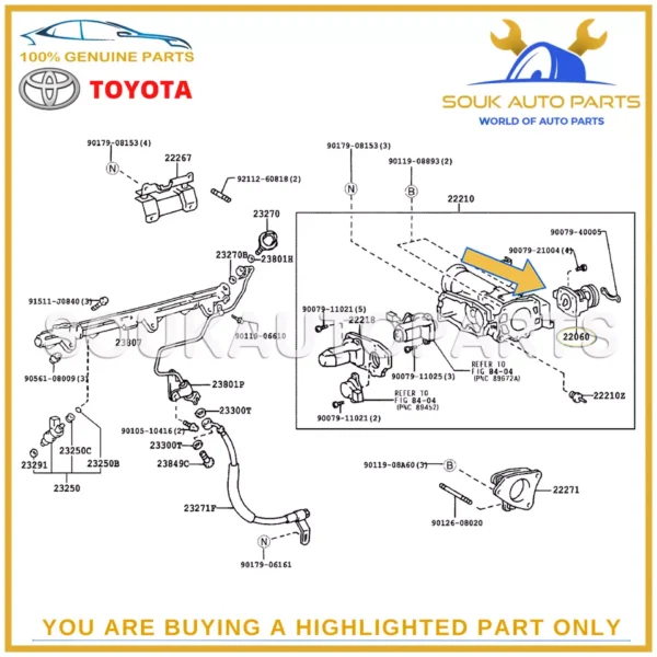 22060-46010 Genuine Toyota LEVER ASSY, THROTTLE W/SENSOR 2206046010 OEM