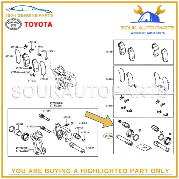 04479-35060 Genuine Toyota CYLINDER KIT, DISC BRAKE, REAR 0447935060 OEM