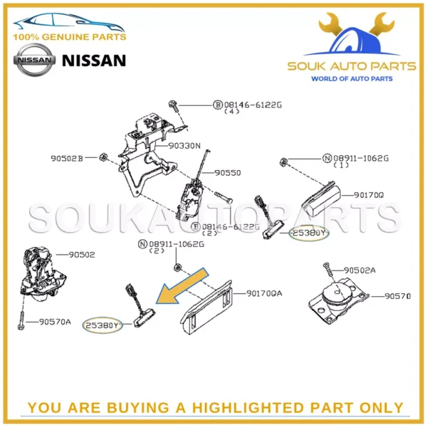 25380-9U00A Genuine Nissan TRUNK OPENER SWITCH ASSY 253809U00A OEM