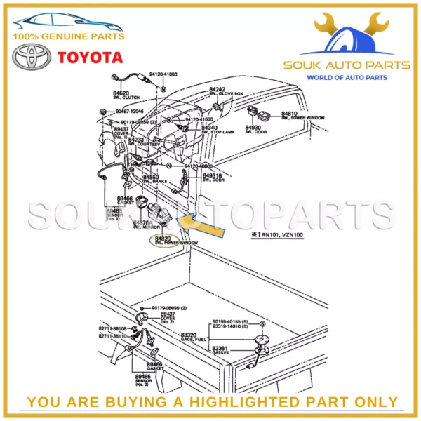 84820-16060 Genuine Toyota MASTER SWITCH ASSY, POWER WINDOW REGULATOR 8482016060