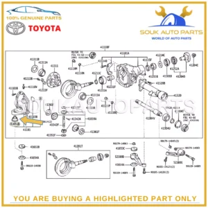 41651-60010 Genuine Toyota CUSHION, FR DIFFERENTIAL MOUNT, NO.1 4165160010 OEM
