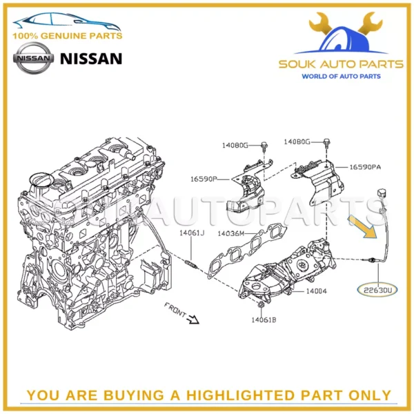 22630-5X30D Genuine Nissan INTAKE AIR TEMPERATURE SENSOR YD25DDTI