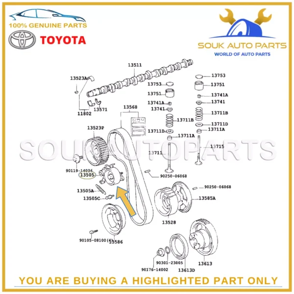 13505-17020 Genuine Toyota IDLER SUB-ASSY, TIMING BELT, NO.1 LAND CRUISER 1HD