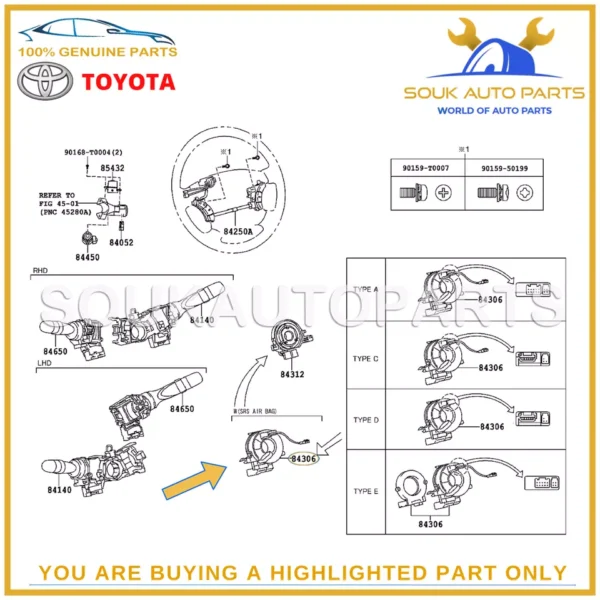84306-0K021 Genuine Toyota SPIRAL CABLE SUB-ASSY INNOVA KIJANG HILUX