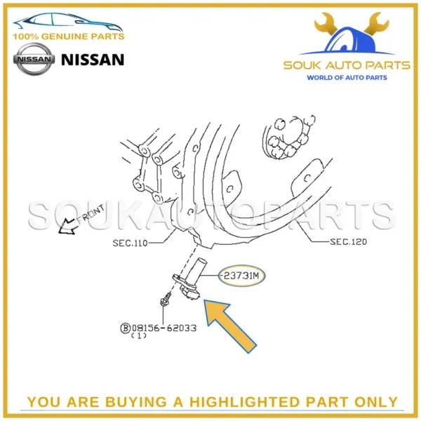 23731-WD000 Genuine Nissan CRANKSHAFT POSITION SENSOR YD25 D22 23731WD000 OEM