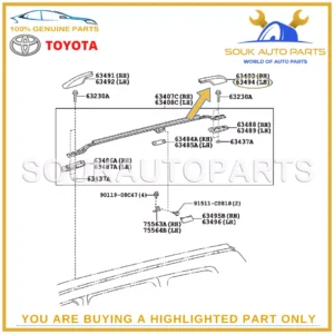 63494-60090-C0 Genuine Toyota COVER, ROOF RACK LEG, REAR LH 6349460090C0 OEM