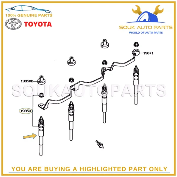 19850-64031 Genuine Toyota PLUG ASSY, GLOW 1HZ 1HD COROLLA LAND CRUISER