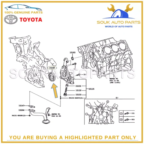 15103-31050 Genuine Toyota OIL PUMP ROTOR SET 1510331050 1GR 2GR