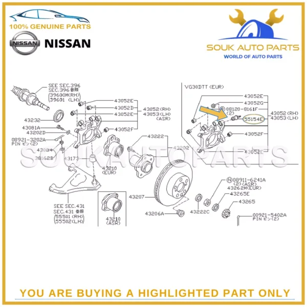 55154-30P01 Genuine Nissan BALL JOINT ASSY-REAR AXLE 5515430P01 OEM