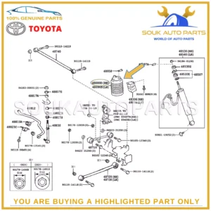 48080-35011 Genuine Toyota CYLINDER ASSY, PNEUMATIC, REAR RH OEM GX470 PRADO