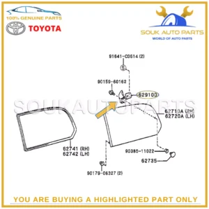 62910-60060-A0 Genuine Toyota LOCK ASSY, QUARTER WINDOW 6291060060A0 OEM