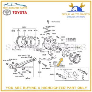 43401-60081 Genuine Toyota SPINDLE SUB-ASSEMBLY, STEERING KNUCKLE 4340160081 OEM