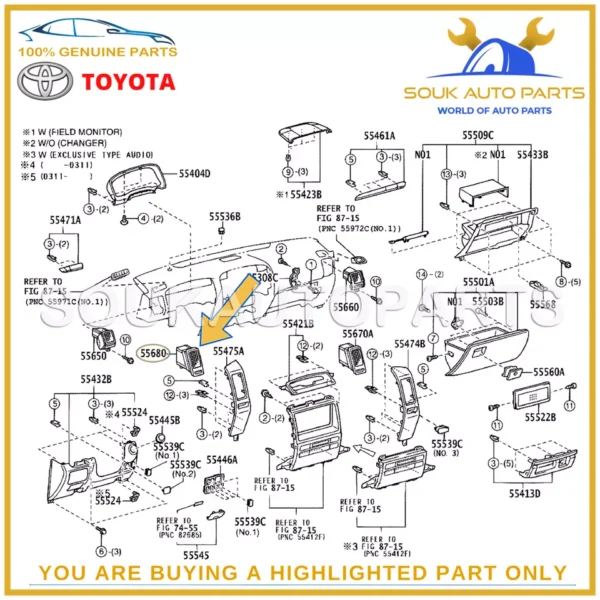 55680-60040 Genuine Toyota REGISTER ASSY, INSTRUMENT PANEL,LOWER NO.1 5568060040
