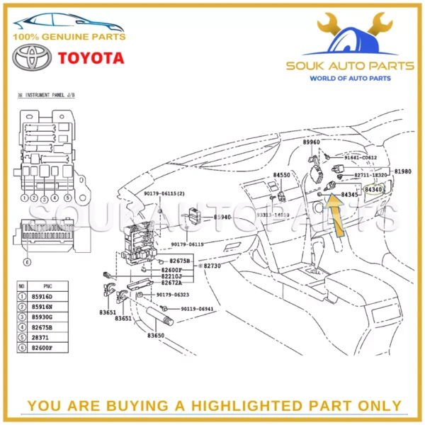 84340-69015 Genuine Toyota STOP LAMP SWITCH ASSY 8434069015 OEM