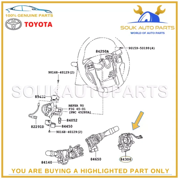 84307-30090 Genuine Toyota CABLE SUB-ASSY, SPIRAL 8430730090 OEM Lexus GX400