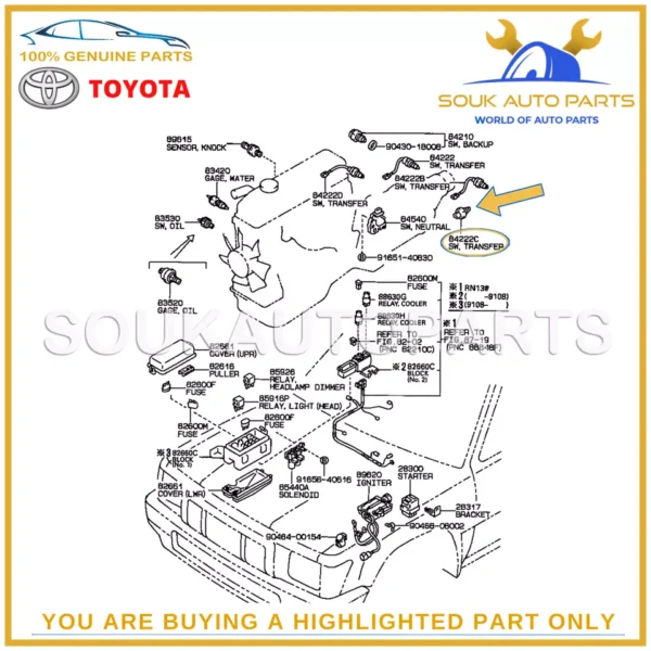 84222-35070 Genuine Toyota SWITCH, TRANSFER INDICATOR, NO.3 8422235070 OEM