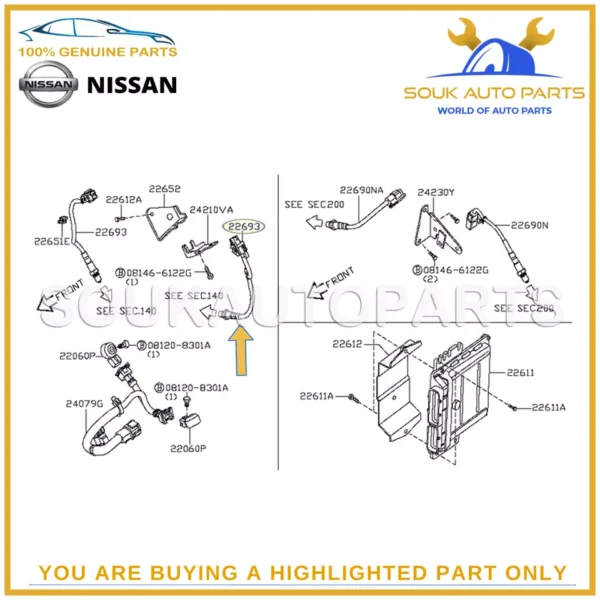 22693-7S000 Genuine Nissan Infiniti AIR FUEL RATIO SENSOR 226937S000 OEM
