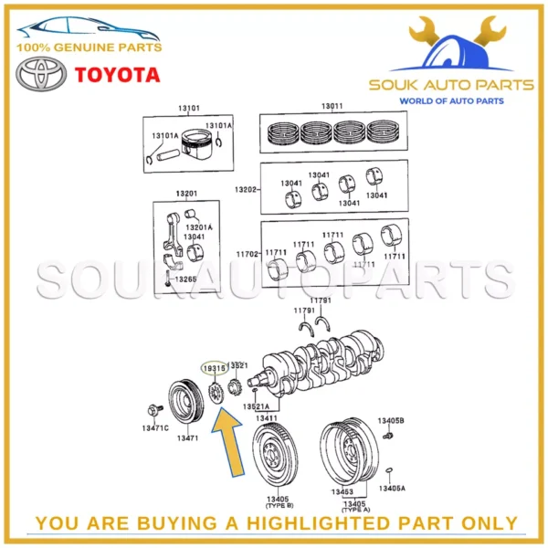 19315-22020 Genuine Toyota CRANK ANGLE SENSOR PLATE, NO.1 1931522020 OEM