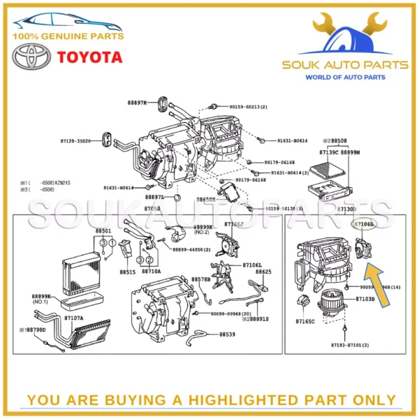 87106-35150 Genuine Toyota SERVO SUB-ASSY, DAMPER (FOR BLOWER) 8710635150