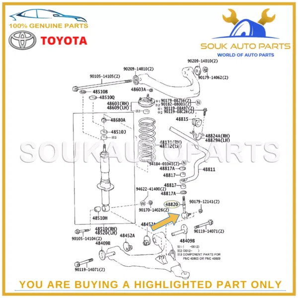 48820-AD010 Genuine Toyota LINK ASSY, FRONT STABILIZER, RH/LH