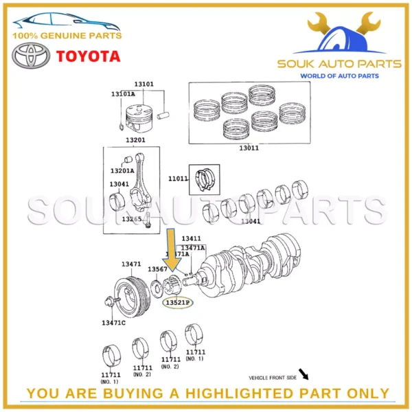 13521-20020 Genuine Toyota PULLEY, CRANKSHAFT TIMING 1/2/3MZFE 1352120020 OEM
