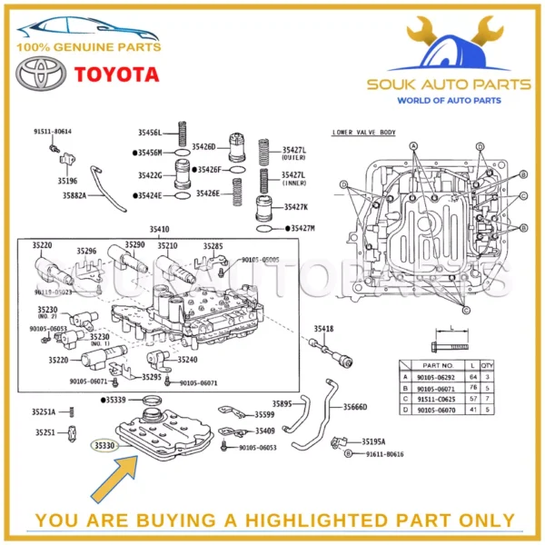 35330-08010 Genuine Toyota STRAINER ASSY, VALVE BODY OIL 3533008010 OEM