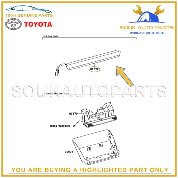 81570-0K100 Genuine Toyota LAMP ASSY STOP CENTER 815700K100 OEM