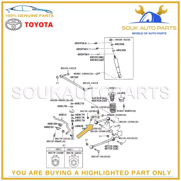 48710-35050 Genuine Toyota UPPER CONTROL ARM ASSY, RH/LH For 4Runner FJ Cruiser