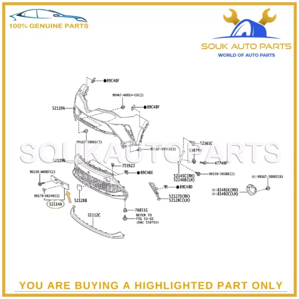 52114-F4110 Genuine Toyota BRACKET FR BUMPER 52114F4110 OEM C-HR