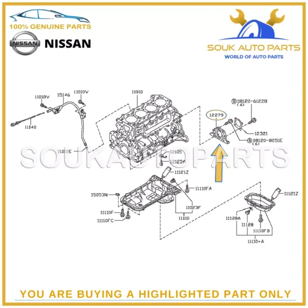 12279-VC101 Genuine Nissan CRANKSHAFT OIL SEAL REAR, 12279VC101 OEM