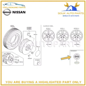 40342-AU511 Genuine Nissan WHEEL CENTER CAP COVER – Maxima Rogue 40342AU511 OEM