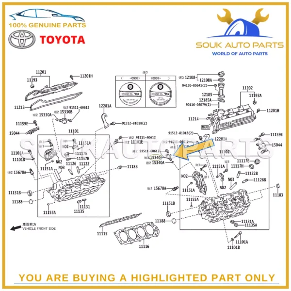 15340-50011 Genuine Toyota CAM TIMING OIL CONTROL VALVE, LH 1534050011 OEM