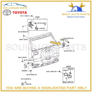 68801-42041 Genuine Toyota HINGE SUB-ASSY, BACK DOOR, UPPER 6880142041 OEM