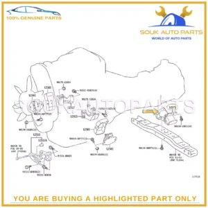 12371-67060 Genuine Toyota INSULATOR, ENGINE MOUNTING, REAR NO.1