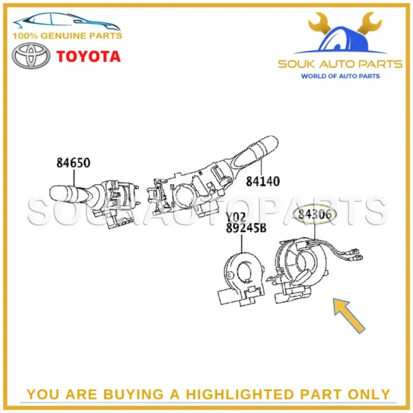 84306-48030 Genuine Toyota CABLE SUB-ASSY, SPIRAL 8430648030 OEM