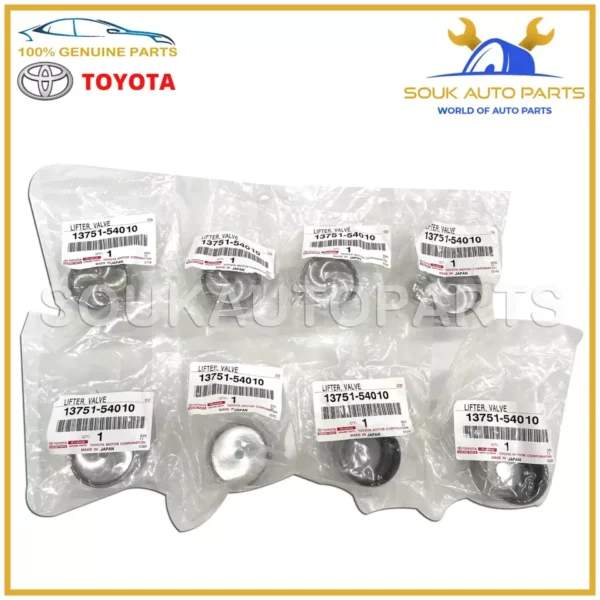 13751-54010 Genuine Toyota LIFTER, VALVE (Set of 8 Pcs) 1375154010 OEM