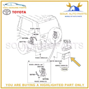 75126-60090 Genuine Toyota STAY, REAR LICENSE PLATE BRACKET,LOWER 7512660090 OEM