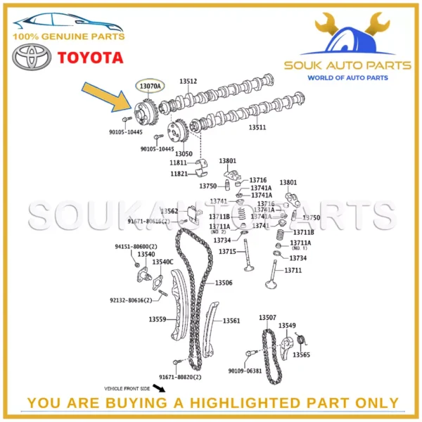 13070-37010 Genuine Toyota GEAR ASSY, CAMSHAFT TIMING EXHAUST 1307037010 OEM