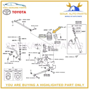 48090-35011 Genuine Toyota CYLINDER ASSY, PNEUMATIC, REAR LH 4RUNNER Lexus GX470