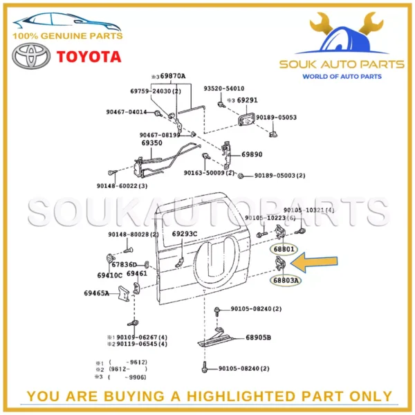 68801-60030 Genuine Toyota TAILGATE DOOR HINGE 6880160030 OEM LAND CRUISER PRADO