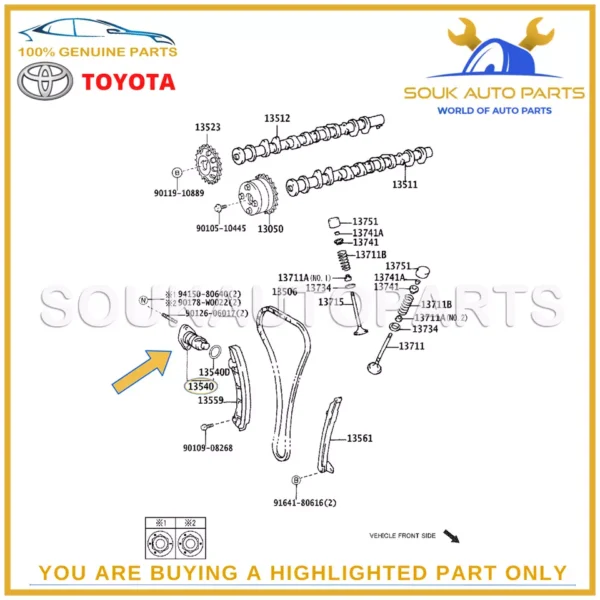 13540-22022 GENUINE TOYOTA TENSIONER ASSY, TIMING CHAIN 1ZZ-FE 1354022022 OEM