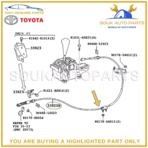 33820-60070 Genuine Toyota CABLE ASSY, TRANSMISSION FJ CRUISER 4RUNNER PRADO